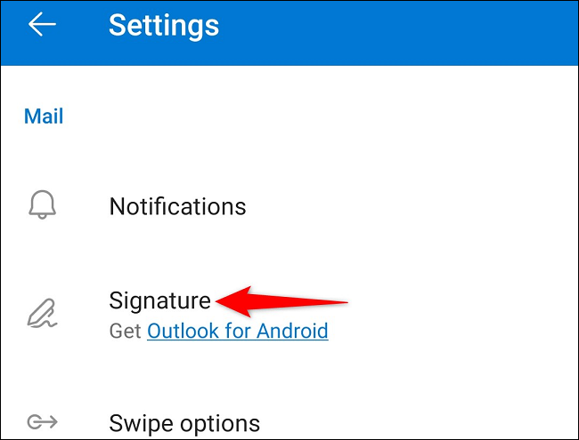 تغيير توقيعك في تطبيق Outlook بالموبايل