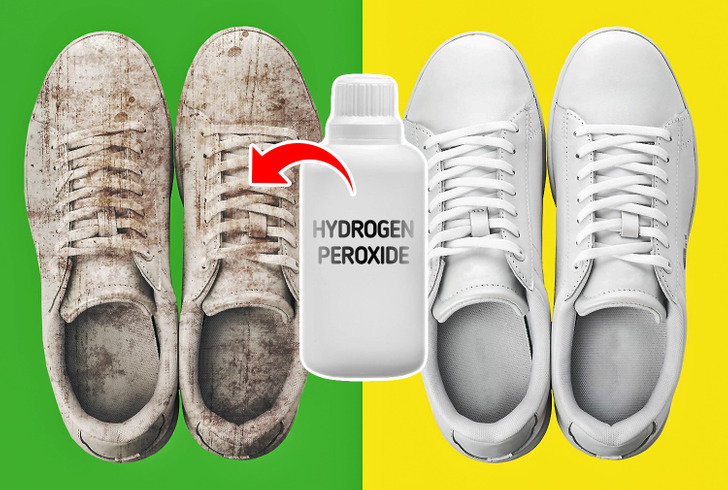 استخدم بيروكسيد الهيدروجين لتنظيف الأحذية الرياضية البيضاء