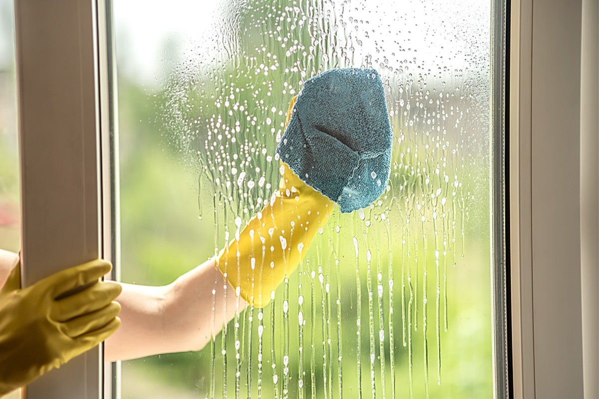 تنظيف النوافذ الملطخة