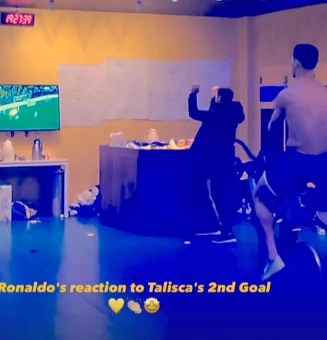 رد فعل رونالدو رد فعل رونالدو على هدف النصر الثاني في مرمى الطائي (صور)
