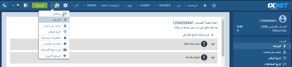 طرق الدفع المتاحة في 1xBet في الأردن